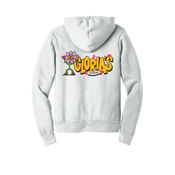 white pullover hoodie with graffiti style graphic design